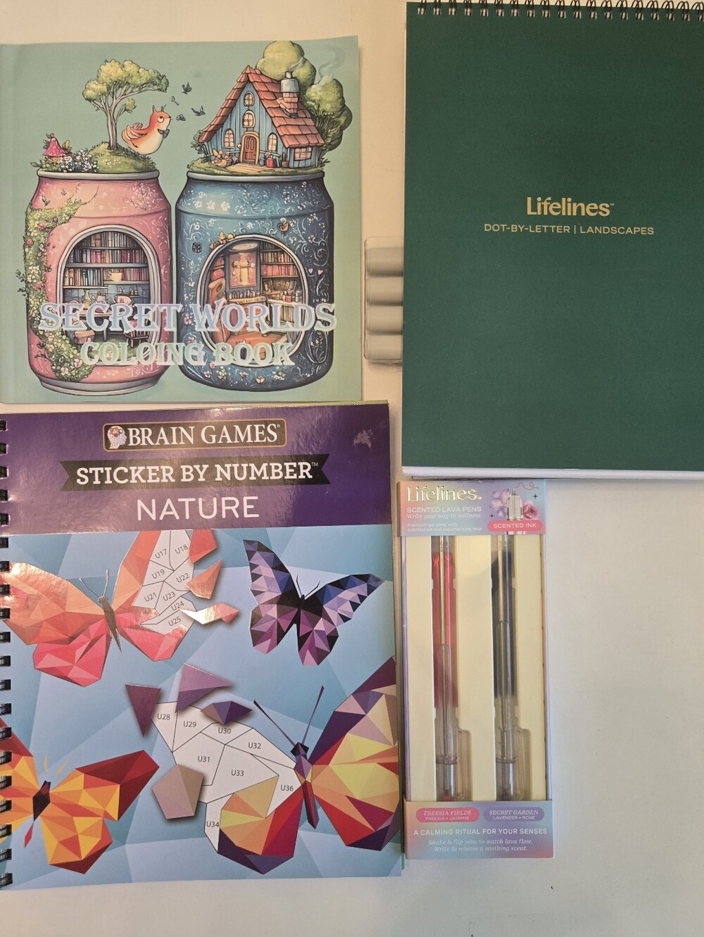 New-Activity Books, Analog Bag, Lifelines Dot BY Letter, Pens, Coloring Book